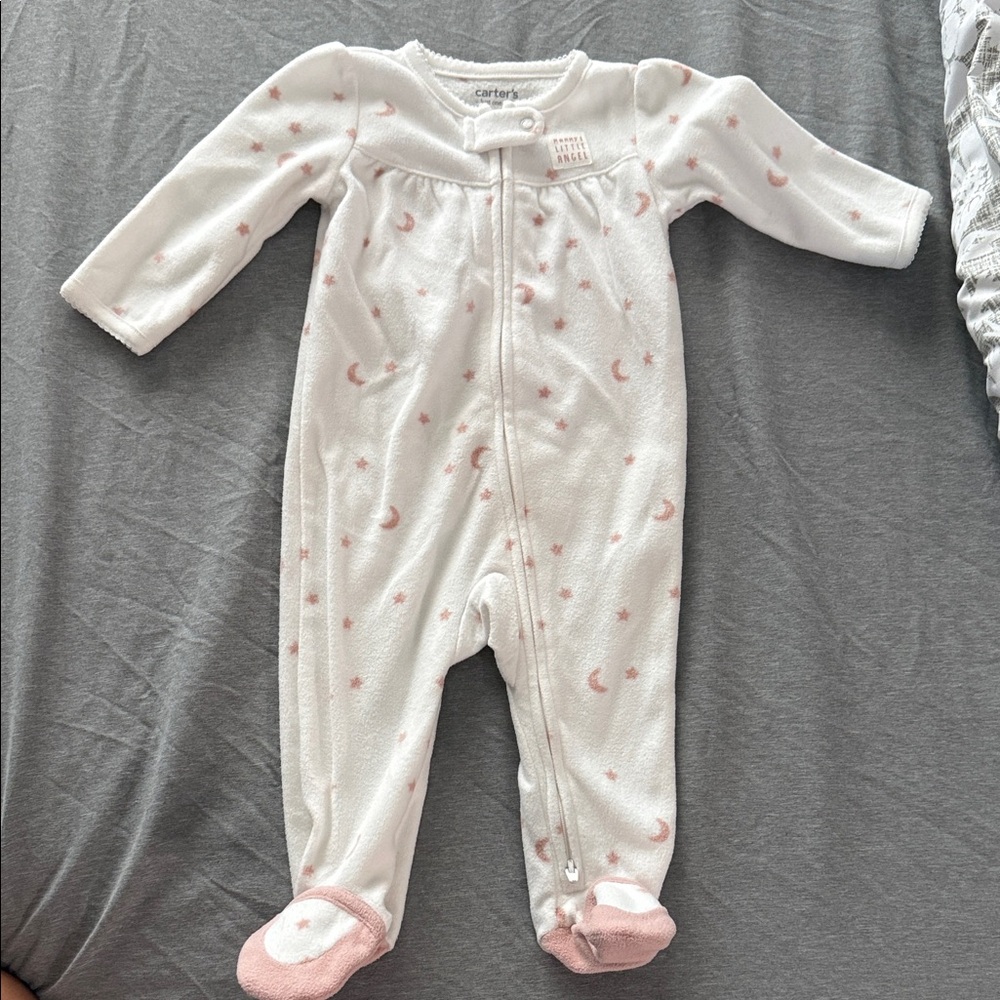 Carter's White and Pink Starry Night Footie